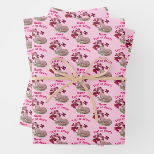 Pretty Unicorn Butterflies Flowers Personalized Wrapping Paper Sheets