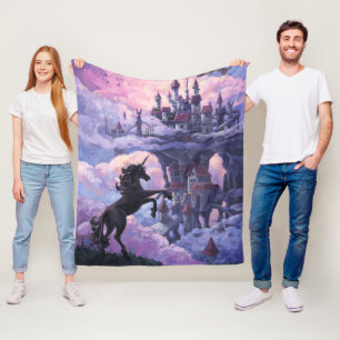 Pretty Unicorn Castle Fleece Blanket