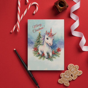 Pretty Unicorn Christmas Holiday Card