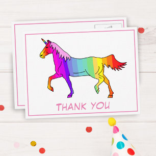 Pretty Unicorn Colorful Thank you Postcard