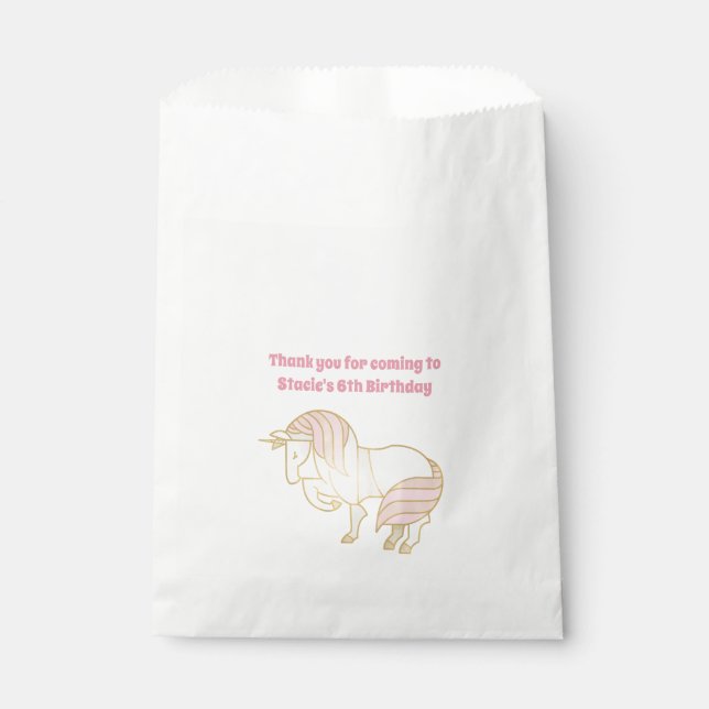 Pretty Unicorn Custom Birthday Party Favor Bag (Front)