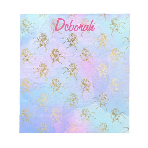 Pretty Unicorn Fantasy Beautiful Blue and Pink Notepad