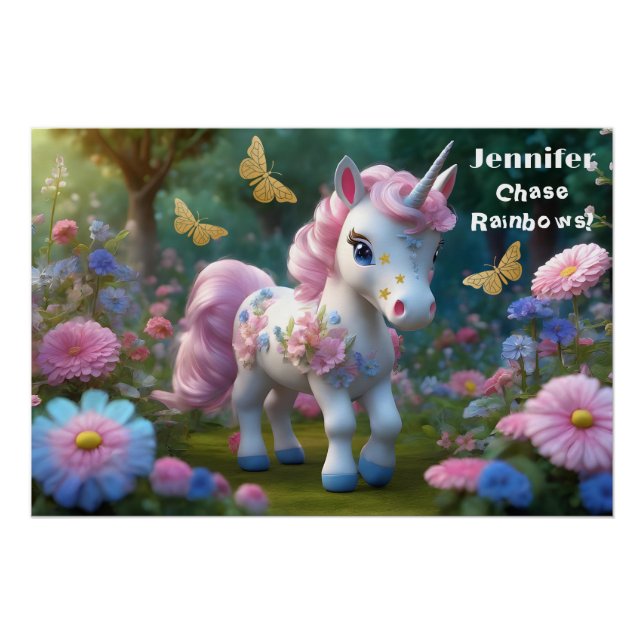 Pretty Unicorn Glossy Poster (Front)