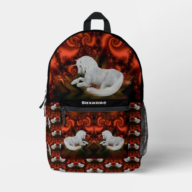 Pretty Unicorn Horse Personalized Printed Backpack (Front)