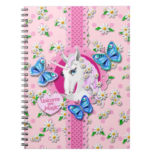 Pretty Unicorn in Pink with Polka Dots Notebook