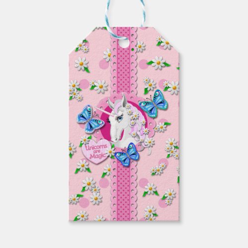 Pretty Unicorn in Pink with Polka Dots Tags