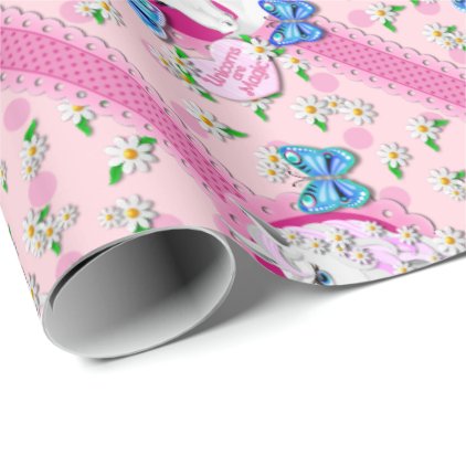 Pretty Unicorn in Pink with Polka Dots Wrapping Paper