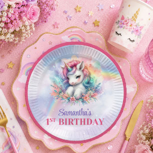 Pretty Unicorn Magical Day Girl Birthday Paper Pla Plates