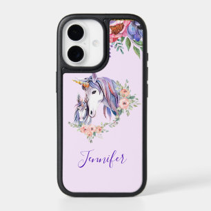 Pretty Unicorn Mom & Baby Watercolor Floral iPhone 17 Case