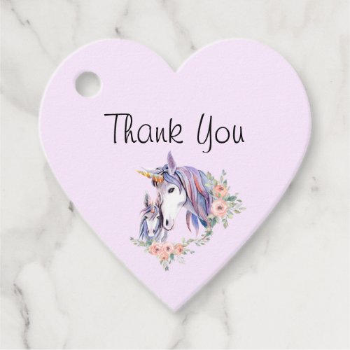 Pretty Unicorn Mom  Baby Watercolor Thank You Favor Tags