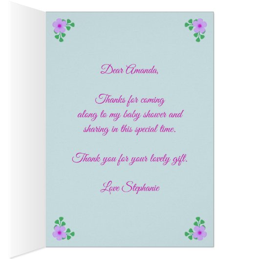 Pretty Unicorn Pink Aqua Baby Shower Personalized (Inside (Right))