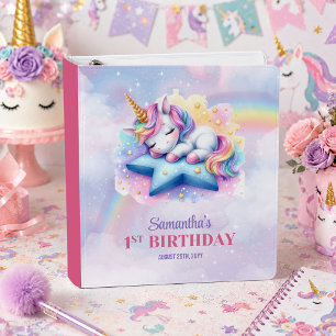 Pretty Unicorn Pink Purple Girl Birthday Binder