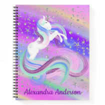 Pretty Unicorn Silver Stars School Notebook Pretty Unicorn Silver Stars School Notebook