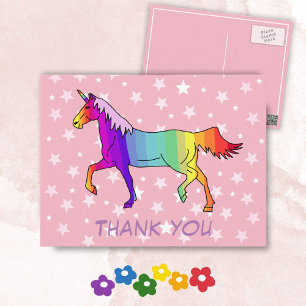 Pretty Unicorn Stars Thank you Postcard