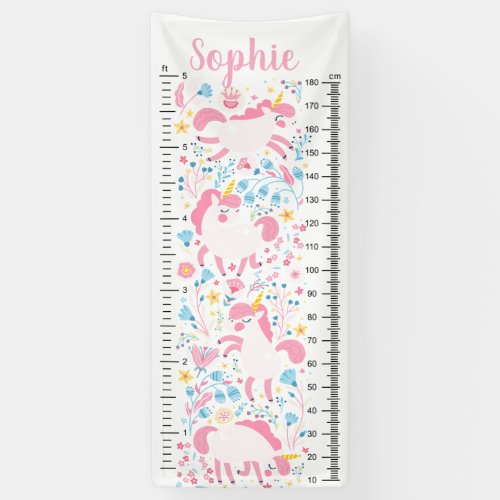 Pretty Unicorns  Vinyl Growth Chart Banner