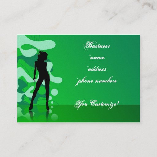 Customizable *Pretty Unique Silhouette * Green Business Cards