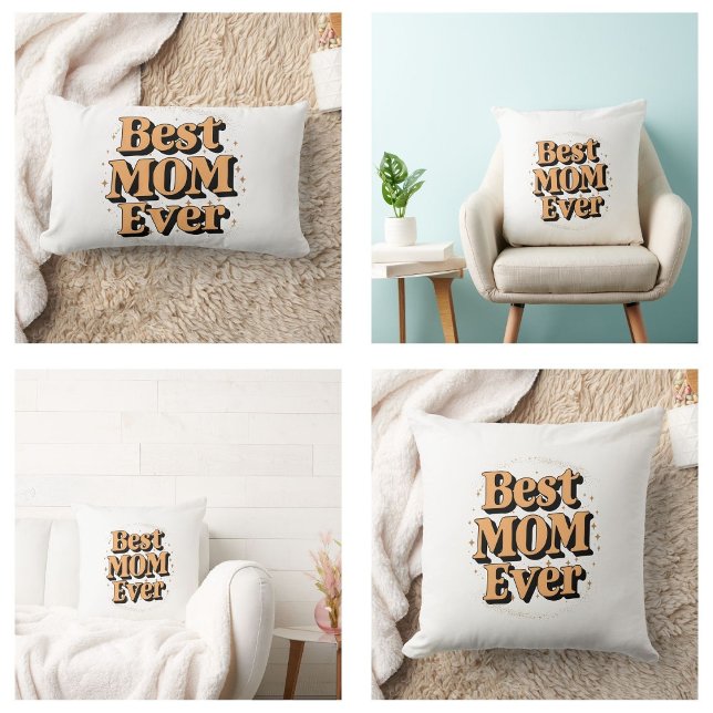 Pretty Unique Typography Best Mom Ever Lumbar Pillow (Pretty Unique Typography Best Mom Ever Pillows)