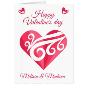 Pretty Valentines Lesbian  Pink Heart Big Card