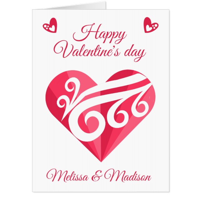 Pretty Valentines Lesbian  Pink Heart Big Card (Front)