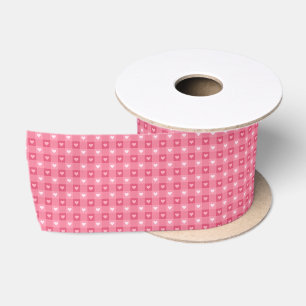 Pretty Valentines Pink Heart Pattern Satin Ribbon