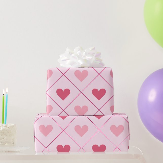 Pretty Valentines  Pink Heart  Pattern  Wrapping Paper (Party Gifts)
