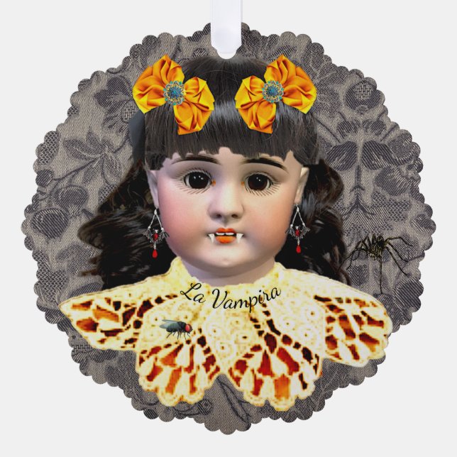 Pretty Vampire Doll Ornament Card (Front)