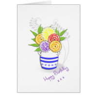 Pretty Vase of Summer Flowers Card
