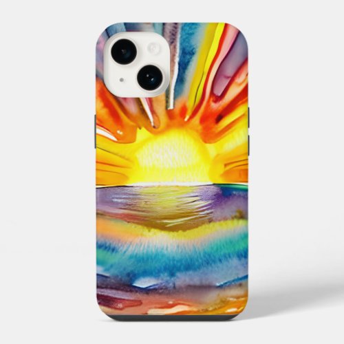 Pretty Vibrant Colorful Sunset over the Water iPhone 14 Case