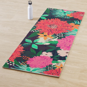Pretty vibrant Floral paint Navy-Blue Design Yoga Mat