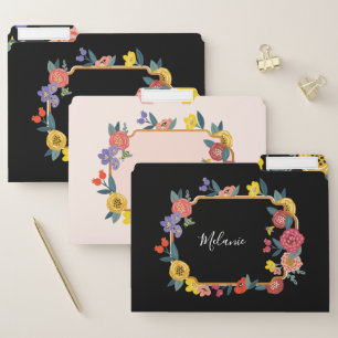 Pretty Vibrant Floral Wildflowers & Honey Bee File Folder