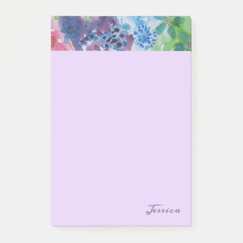 Pretty Vibrant Modern Flowers Personalized Post_it Notes