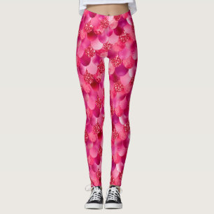 Pretty Vibrant Shades of Pinks Mermaid Leggings