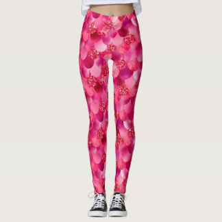 Pretty Vibrant Shades of Pinks Mermaid Leggings
