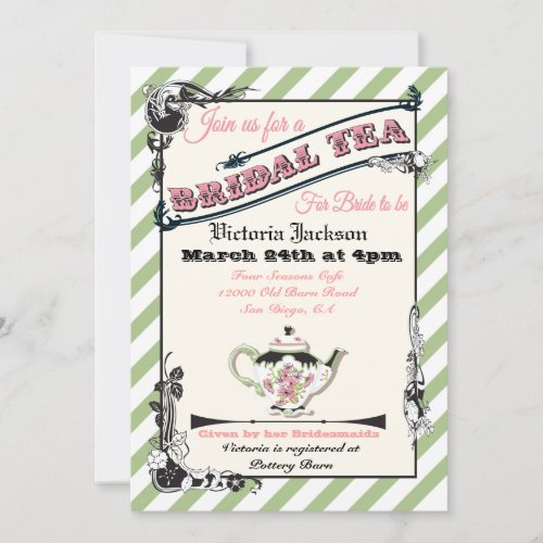 Pretty Victorian Bridal Shower Tea Party Cards