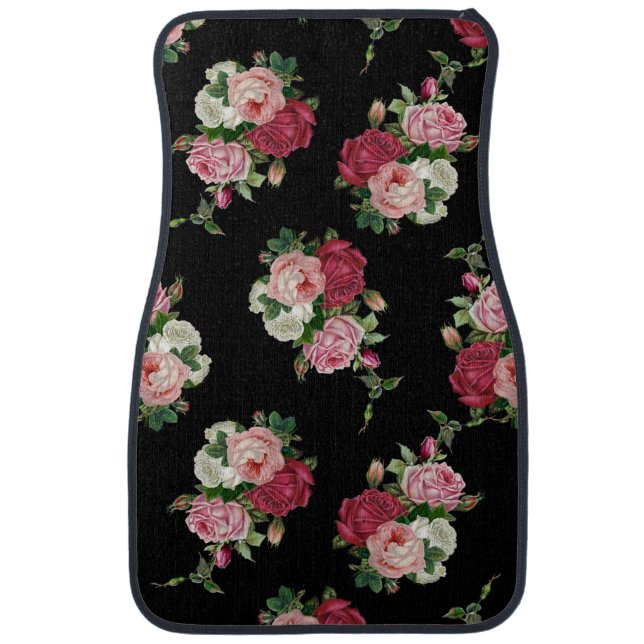 Pretty Victorian Cabbage Roses Car Mat (Front)