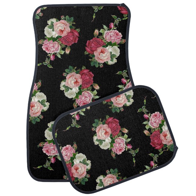 Pretty Victorian Cabbage Roses Car Mat (Set)