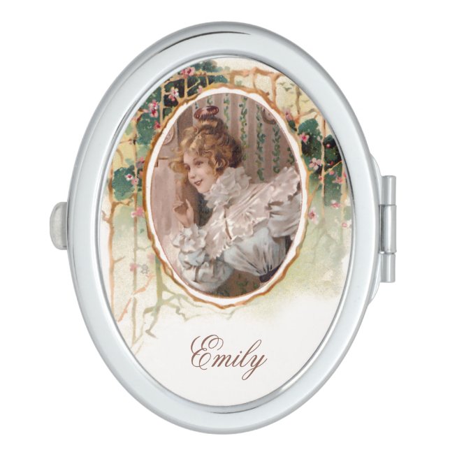 Pretty Victorian Lady Personalized Mirror For Makeup (Side)