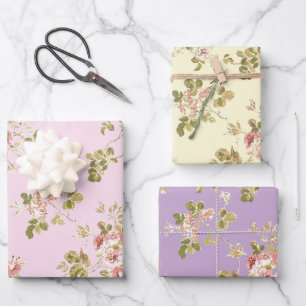Pretty vining roses floral garden  wrapping paper sheets