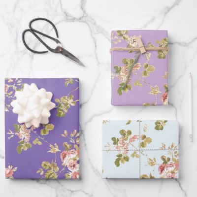 Pretty vining roses floral garden  wrapping paper sheets