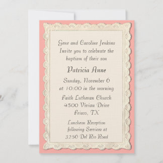 Pretty Vintage Angel Panting Baptism Invitation