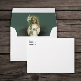 Pretty Vintage Angelic Blond Girl White Lilies Envelope