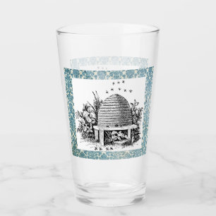 Pretty Vintage Bee Hive and Damask Glass