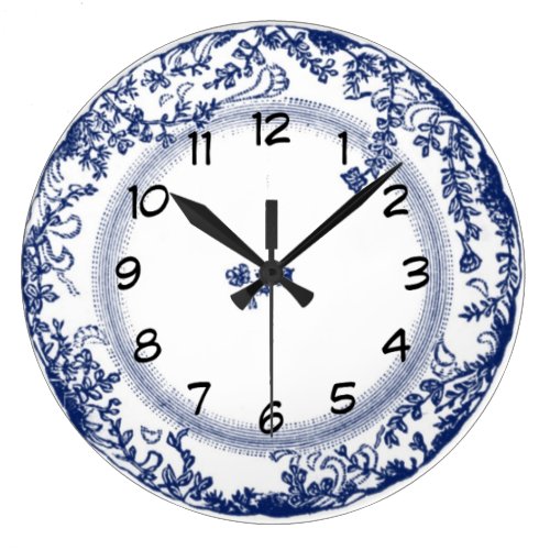 pretty vintage blue delft plate clock