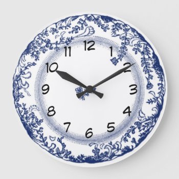 Pretty Vintage Blue Delft Plate Clock by funny_tshirt at Zazzle