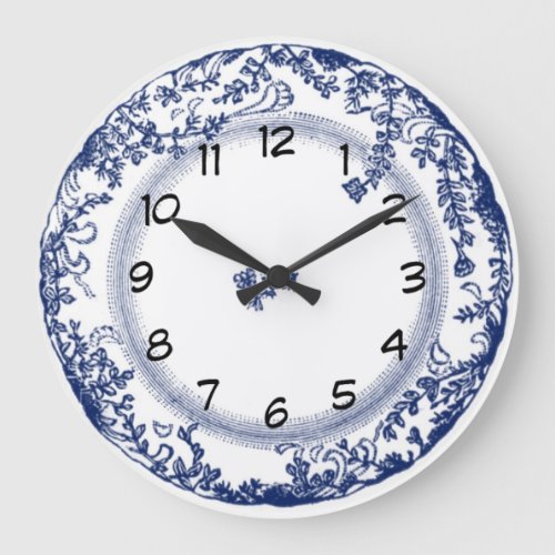 pretty vintage blue delft plate clock