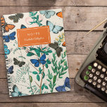 Pretty Vintage Butterflies Blue Orange Name Notebook<br><div class="desc">This beautiful,  stylish notebook features a vintage butterfly design in blue,  light aqua,  brown,  orange,  blush pink,  and green. Little caterpillars add a cute touch. Text templates are included for easy personalization. Great for many uses - back to school,  business,  travel notes,  college,  and more!</div>