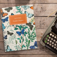 Pretty Vintage Butterflies Blue Orange Name