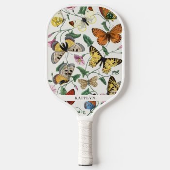 Pretty Vintage Butterflies | Name Pickleball Paddle by Orabella at Zazzle