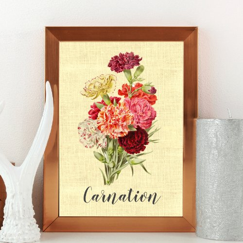 Pretty Vintage Carnation Bouquet  Poster