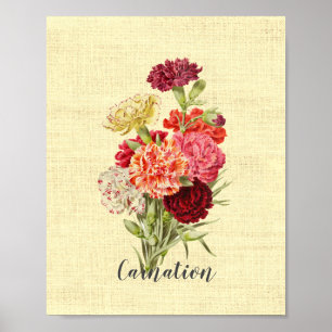Pretty Vintage Carnation Bouquet Poster